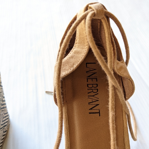 LANE BRYANT lace-up ankle wrap woven wedge platform sandals - Picture 6 of 10